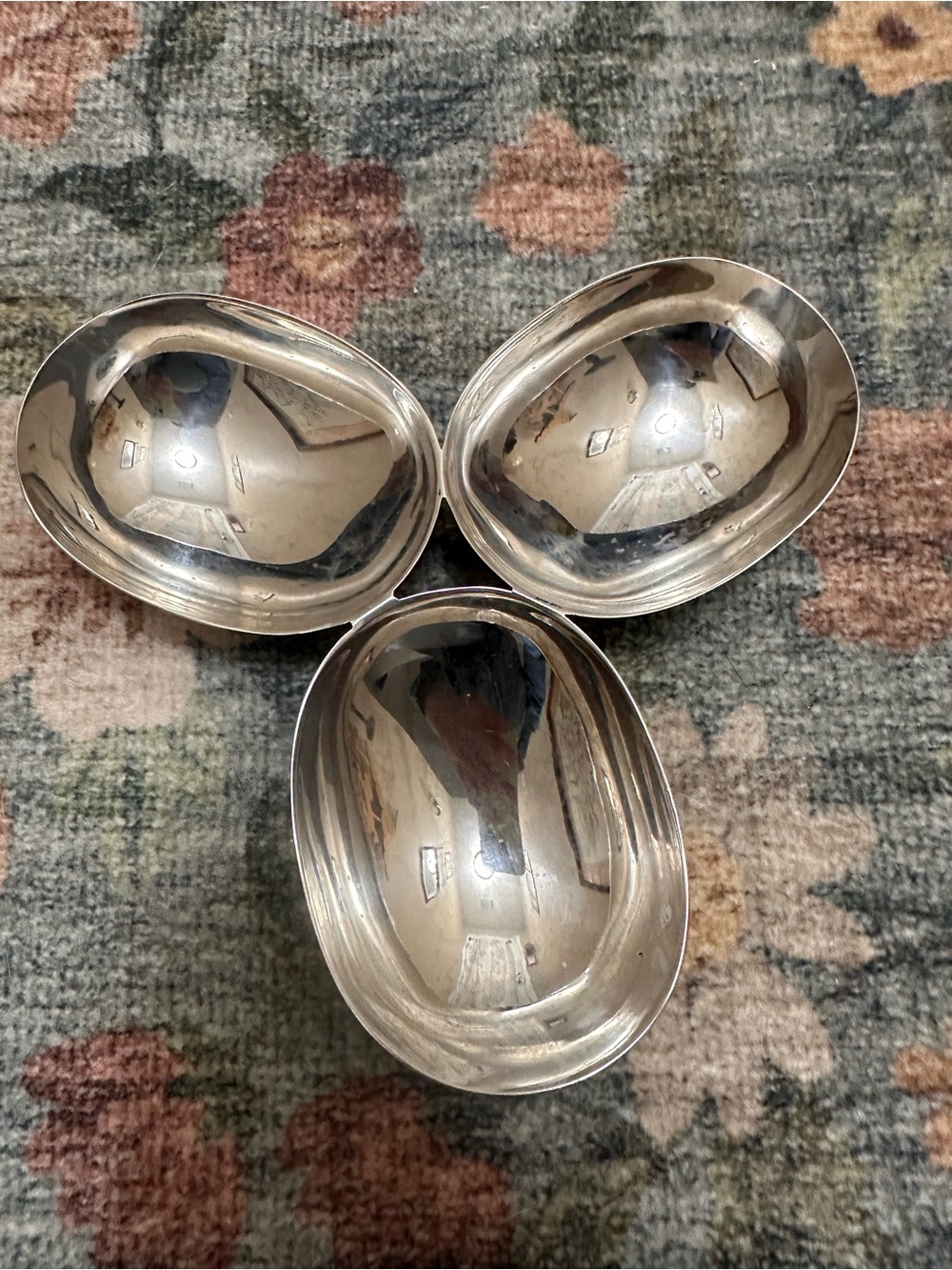 Silver-Tone Oval Serving Bowls - Set of 3
